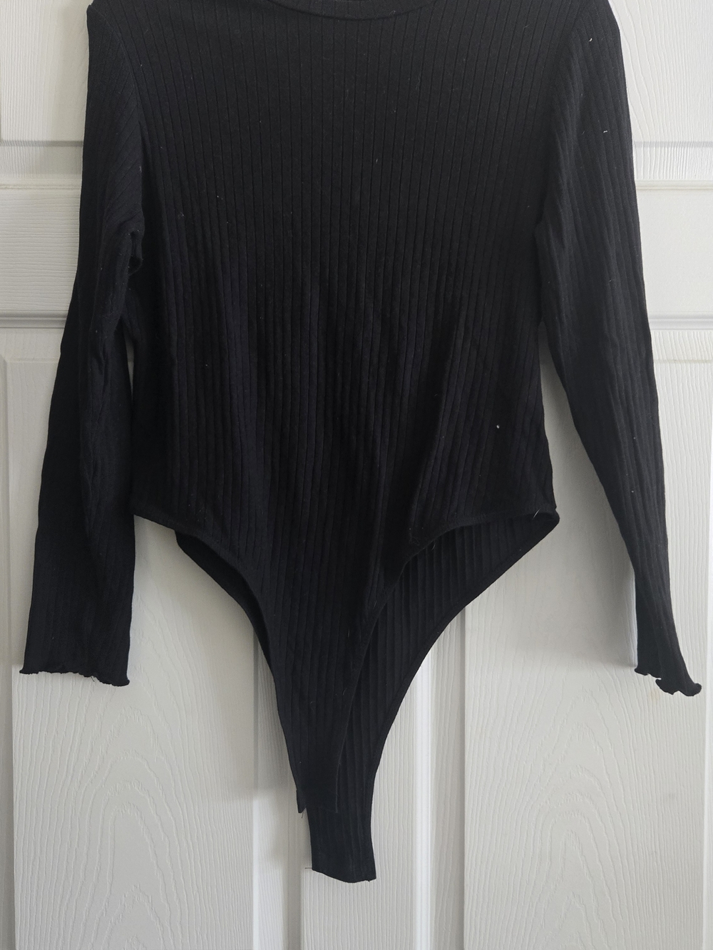 SHEIN Black Ribbed Long Sleeve Bodysuit